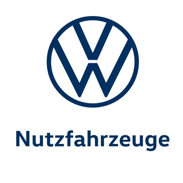 Das Logo von VW Nutzfahrzeuge in blau auf weiß